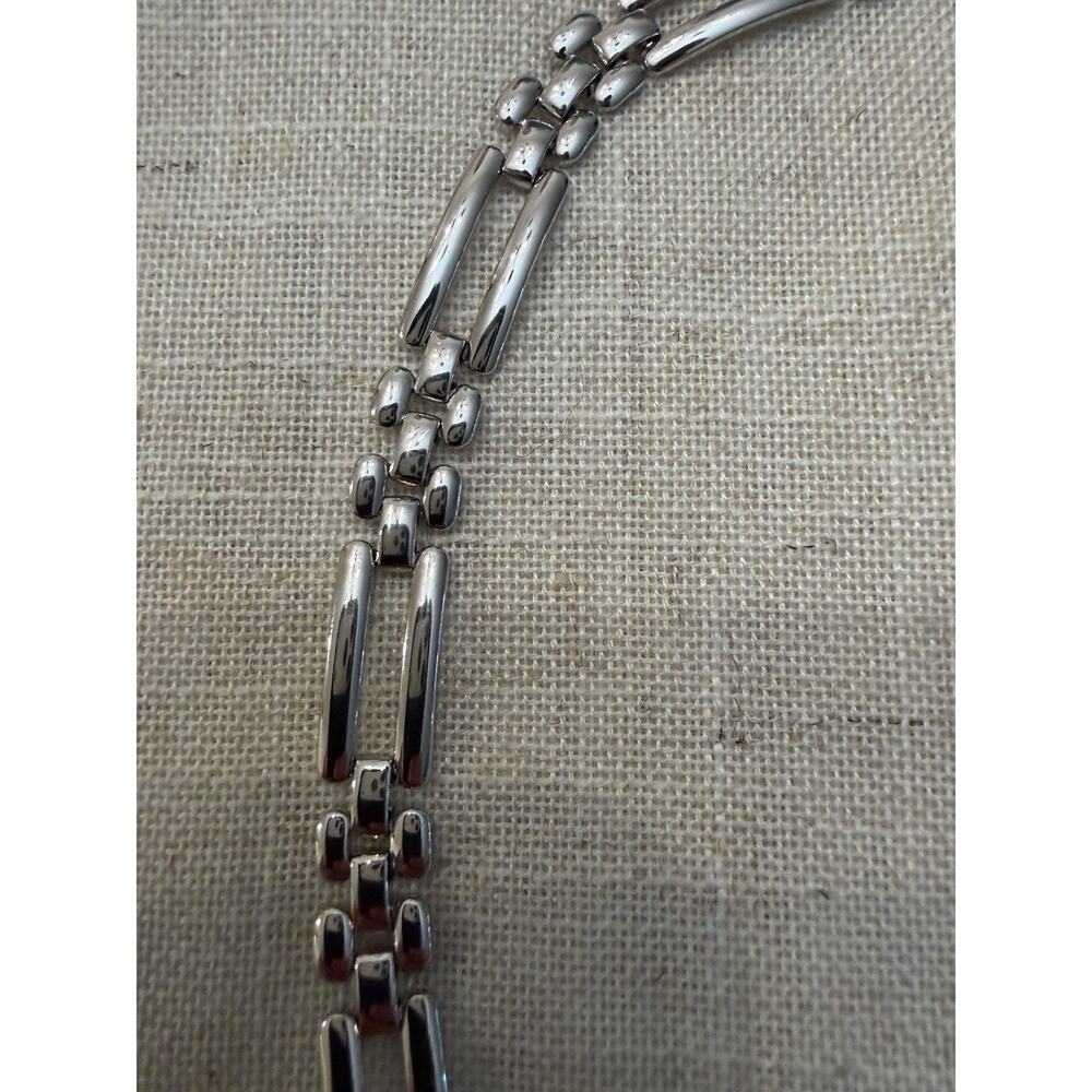 Vintage Monet Silver Tone Geometric Link Chain Necklace 16.5” Signed Classy - Picture 4 of 10